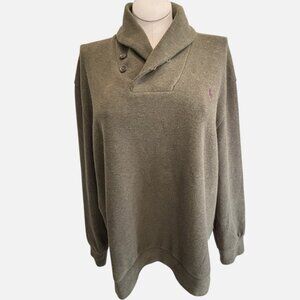 POLO RALPH LAUREN LONG SLEEVE LUX JERSEY SHAWL PULLOVER XXL GREEN ELBOW PATCHES